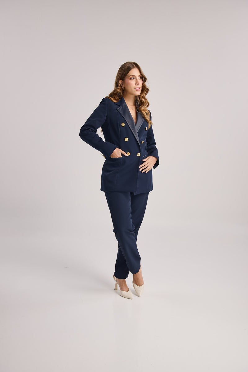 Blazer con Solapa en Eco-cuero