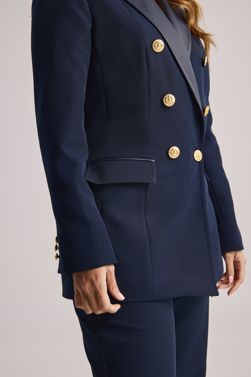 Blazer con Solapa en Eco-cuero