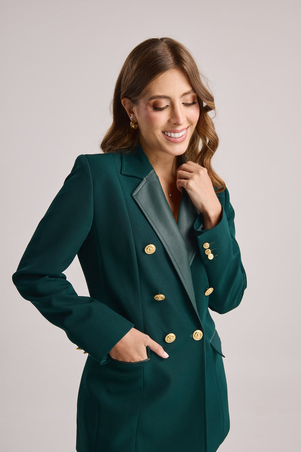 Blazer con Solapa en Eco-cuero
