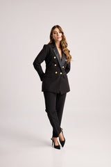 Blazer con Solapa en Eco-cuero