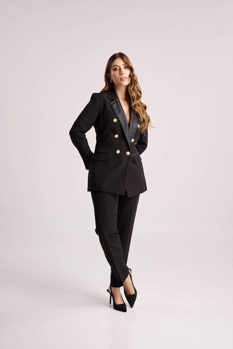 Blazer con Solapa en Eco-cuero